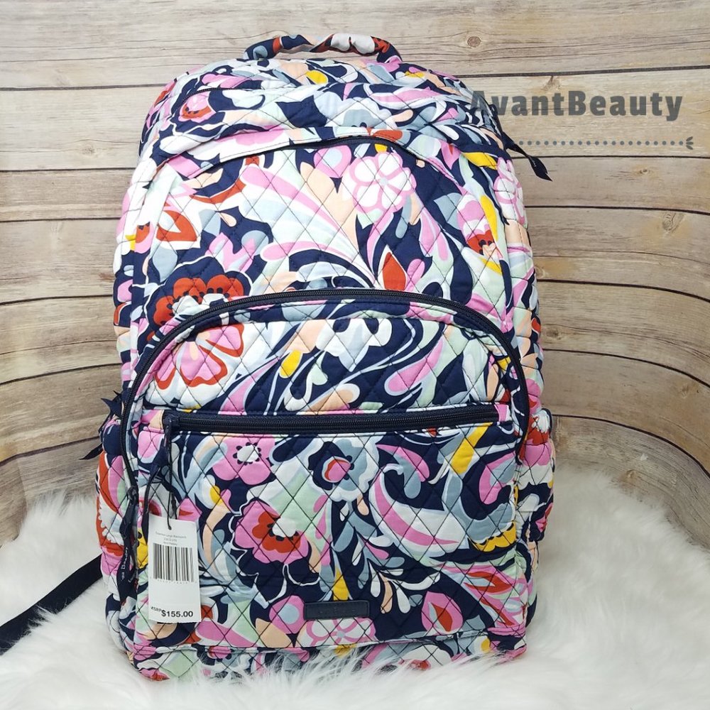 Vera Bradley Set Essential Backpack Mod Paisley Pink Cotton Bookbag Lunch Bunch - Picture 10 of 16